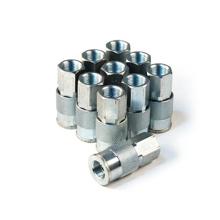 Primefit Industrial Coupler Steel 3/8" x 3/8" Female NPT, 10PCS IC3838FS-B10-P